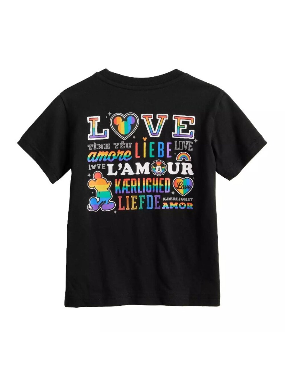 Disney Pride Mickey Mouse Love Graphic Tee 4T Black Rainbow Disneycore Playful